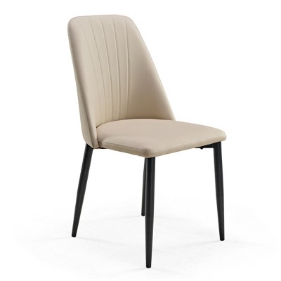 Modern Upholstered Dining Side Chairs Set of 2, Off-white