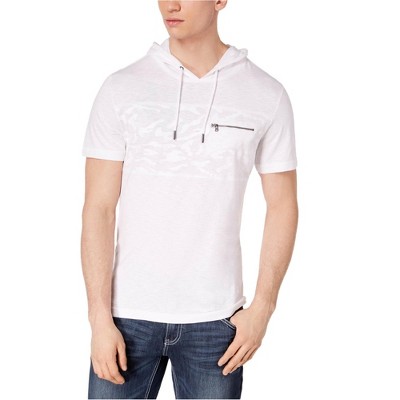 I.N.C International Concepts Mens Hooded Basic T-Shirt, White, Medium