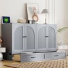 Foldable Queen Size Murphy Bed with Rattan Doors,Cabinet Bed with USB Port and Drawers for Small Spaces-The Pop Home - 2 of 4
