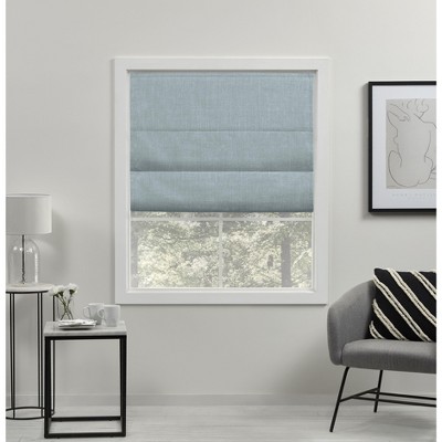 Acadia Aqua Cordless Blackout Roman Shade with Linen Fabric, 31" x 64"