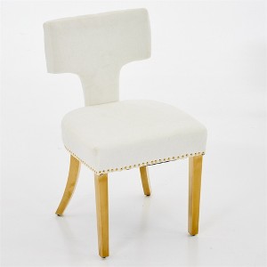 COWLOWN Set of 2 Modern Dining Chairs, Chenille Upholstery with Copper Nailhead Trim & Stainless Steel Legs - 1 of 4