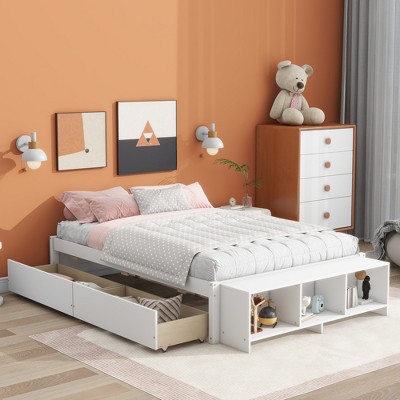 Full Size Platform Bed With 2 Drawers And Storage Case - Modernluxe ...