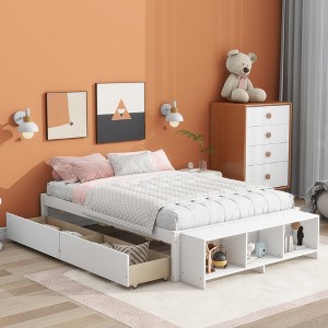 Full Size Platform Bed with 2 Drawers and Storage Case - ModernLuxe - 1 of 4