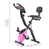 Folding Exercise Bike, Fitness Upright and Recumbent X-Bike with 10-Level Adjustable Resistance, Arm Bands and Backrest, pink - 3 of 4