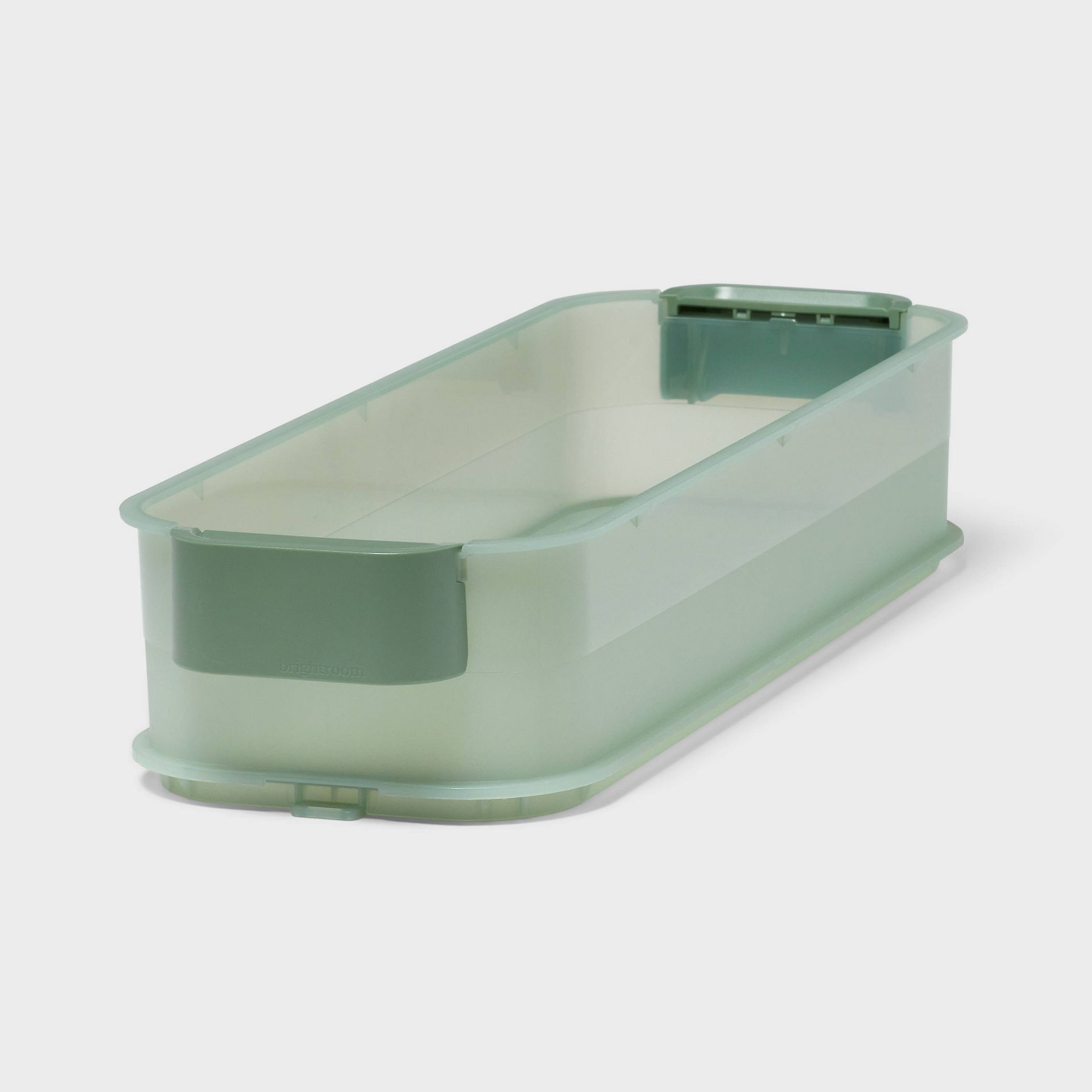 Click in Place 3qt Shallow Slim Plastic Storage Bin for Home and Office Organization Green Tint - Brightroom™