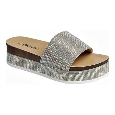 Women's Wo's Rhinestone Platform Slip On Sandals - Forever