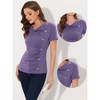 INSPIRE CHIC Women's Cowl Neck Short Sleeve Button Decor Ruched Front Casual  Basic T-shirt - 2 of 4