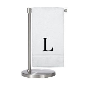 BC BARE COTTON Monogrammed Bath Towel, Personalized Gift, Set of 2 - White - Black Block - 1 of 4