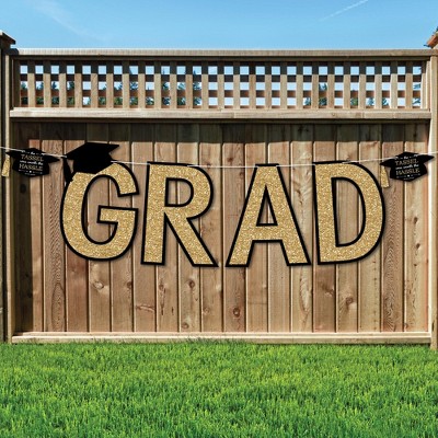Big Dot of Happiness Tassel Worth The Hassle - Gold - Large Graduation Party Decorations - GRAD - Outdoor Letter Banner