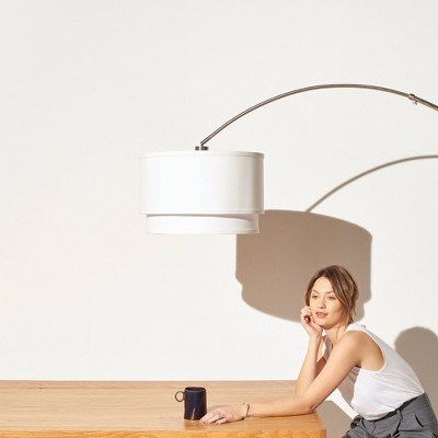 Brightech Mason Modern Marble Base Adjustable Arm Extendable (Includes LED Light Bulb) Floor Lamp Nickel