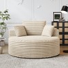 KWPZQEB 50'' Corduroy Foam Single Chair, Large Barrel Arm Chairs with Deep Seat, Upholstered Round Sofa Chair for Living Room, Apartment - 2 of 4