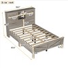 Full Size Farmhouse Platform Bed with Headboard Storage, Rustic Frame with Sliding Barn Doors and USB Charging Station - 3 of 4