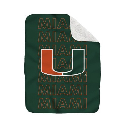 NCAA Miami Hurricanes Collegiate Echo Wordmark Plush Throw Blanket