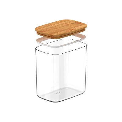 OU Airtight Food Storage Container 6.3cup, Clear Plastic Food Storage Container with Leak Proof Bamboo Lid, Stackable Kitchen Pantry Organizer — фото 5