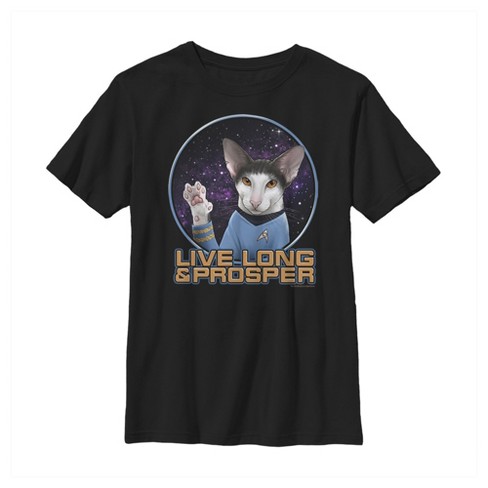 Boy's Star Trek Cat Spock Live Long And Prosper T-Shirt - image 1 of 4