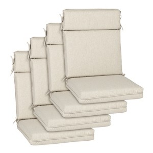 Aoodor Outdoor High Back Dining Chair Cushion Set, Water Proof & Stain Resistant Polyester Fabric Cover with Ties and Zipper, Set of 4 - 1 of 4