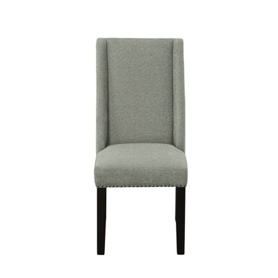 Espresso Wood & Charcoal Velvet High-Back Side Chair, Set of 2