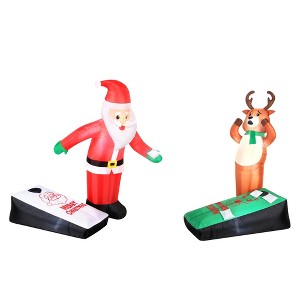 Occasions Airflowz Inflatable Santa And Reindeer Playing Cornhole, 5 ft Tall, Multicolored - 1 of 2
