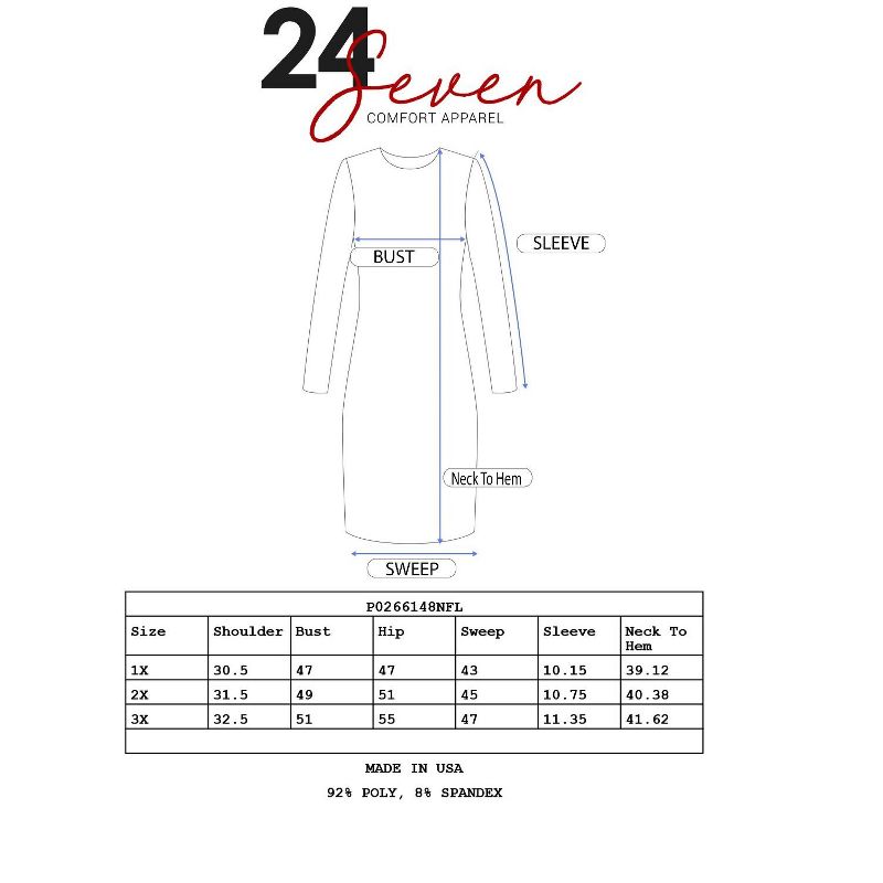 24seven Comfort Apparel Knee Length Monstera Print Plus Size T Shirt Dress, 4 of 5