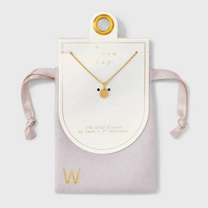 14K Gold Plated Round Initial Pendant Necklace - A New Day™ - 1 of 4