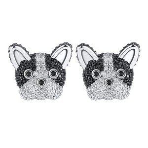 Boston Terrier Stud Earrings for Women Dog Black Cubic Zirconia Ginger Lyne Collection - 1 of 4