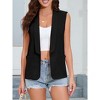 Women's Sleeveless Vest Blazer Fully Lined Fashion Casual Open Front Work Office Tops Jacket Pockets - 4 of 4