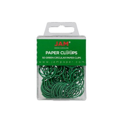 JAM Paper Colored Circular Paper Clips Round Paperclips Green 2 Packs of 50 2187135B
