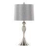 LumiSource (Set of 2) Ashland 27" Contemporary Metal Table Lamps Brushed Nickel with Gray Textured Linen Shade from Grandview Gallery: UL Listed - 2 of 4