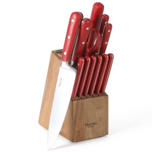 Martha Stewart Eastwalk 14pc Stainless Steel Cutlery Set Acacia Wood Block - 1 of 4