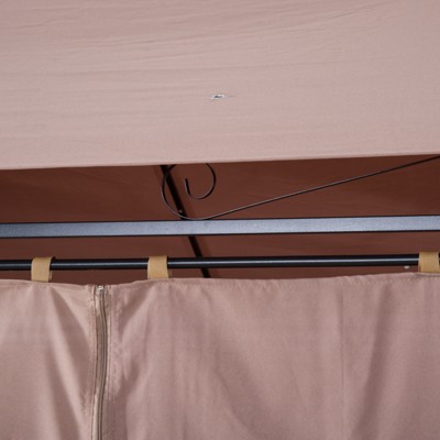 Khaki 10' x 13' Steel Frame Patio Gazebo with Curtains