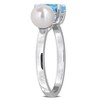 EVERLY JEWELRY | Sterling Silver 1 1/2 CT TGW Blue Topaz - Sky And 5.5 - 6 MM White Freshwater Cultured Pearl Fashion Ring - 2 of 4