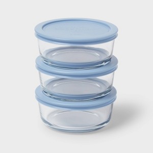 3pk Glass Round Food Storage Container Set - Room Essentials™ - 1 of 3