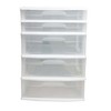 Homz Extra-Wide Plastic Storage and Organizer Tower with 5 Clear Drawers for Home, Office, Classroom, Craft, Art Supplies, Clothes, White Frame - 2 of 4
