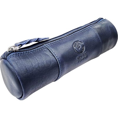Fmeida Town Leather Pencil Case - Full Grain Leather Zippered Pen Pouch - Stationery Bag Pen Holder for Work & Office Brown