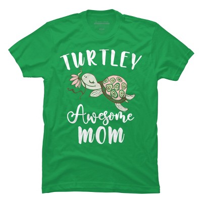Men's Design By Humans Turtley Awesome Mom Turtle with Flower By animalshop T-Shirt