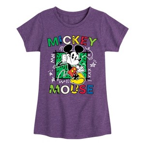 Girls' - Disney - Mickey Mouse Cartoon Pop Fitted Short Sleeve Graphic T-Shirt - 1 of 4
