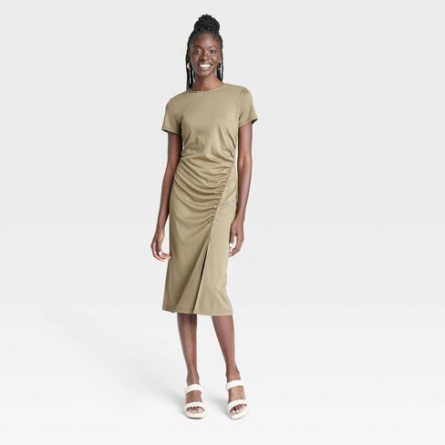 Women's Short Sleeve Side Ruched Knit Dress - A New Day™ : Target