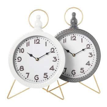 Set of 2 Metal Clocks with Gold Accents - Olivia & May