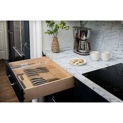 Rev-A-Shelf Trim To Fit Knife Block Drawer Organizer with Silverware Storage Holder for Kitchen Utensils, 19 Slot Cutlery Tray Insert, Wood, 4WKB-1 — фото 5