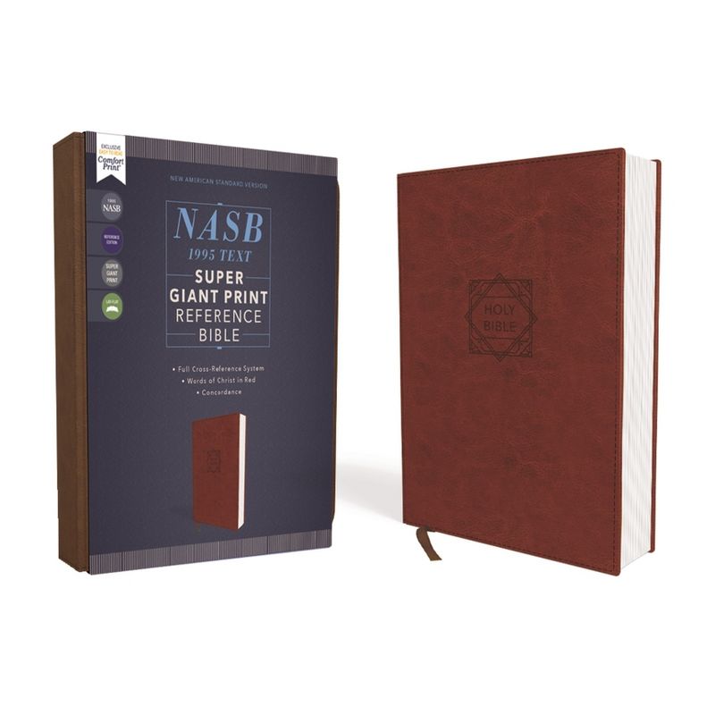 Nasb, Super Giant Print Reference Bible, Leathersoft, Brown, Red Letter Edition, 1995 Text, Comfort Print - Large Print by  Zondervan (Leather Bound), 1 of 2