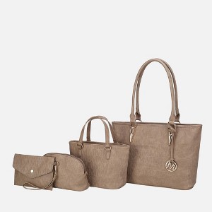 MKF Collection Edelyn Embossed M Signature Vegan Leather Women’s Tote Bag by Mia K – 4 Pcs set - 1 of 4