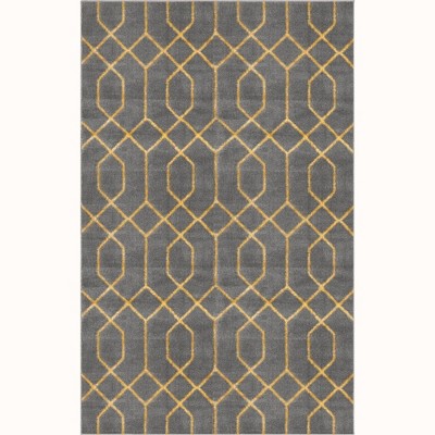 Gray and Gold Trellis 8' x 10' Rectangular Area Rug