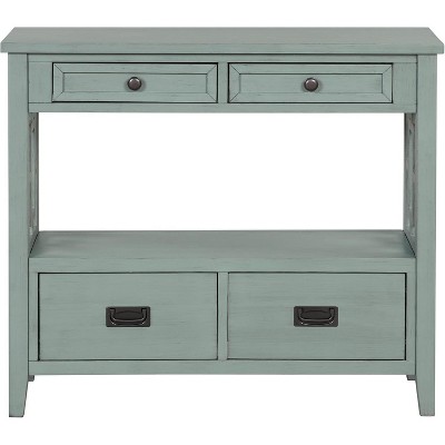 36-Inch Farmhouse Style Console Table with 4 Drawers, Green Buffet Cabinet with Storage Shelf, Sofa Table for Entryway, Hallway, Rustic Design