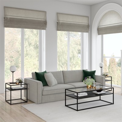 Ada 46'' Rectangular Blackened Bronze Metal & Glass Coffee Table