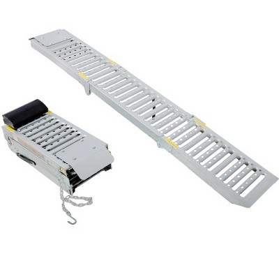 Silver Foldable Steel Car and Motorcycle Ramp Set