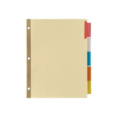 Staples Big Tab Insertable Paper Dividers 5-Tab Buff w/Assorted-Color Tabs 153841