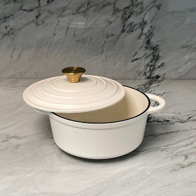 Cream Enameled Cast Iron 2.8 Qt. Dutch Oven with Lid