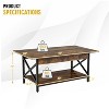 Yukimo 44" Industrial Rectangular Coffee Table with Storage Shelf, 2-Tier Design with Engineered Wood Top - 3 of 4