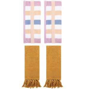 REGALWOVEN 4 Pcs Cotton Bathroom Hand Towels for Home Decoration - 1 of 4