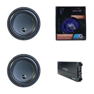 ATG Transcend Series 2500 Watt Class D Mono Amplifier with (2) 15" 4 Ohm DVC Subwoofers and 0 Gauge Amp Kit - 1 of 4